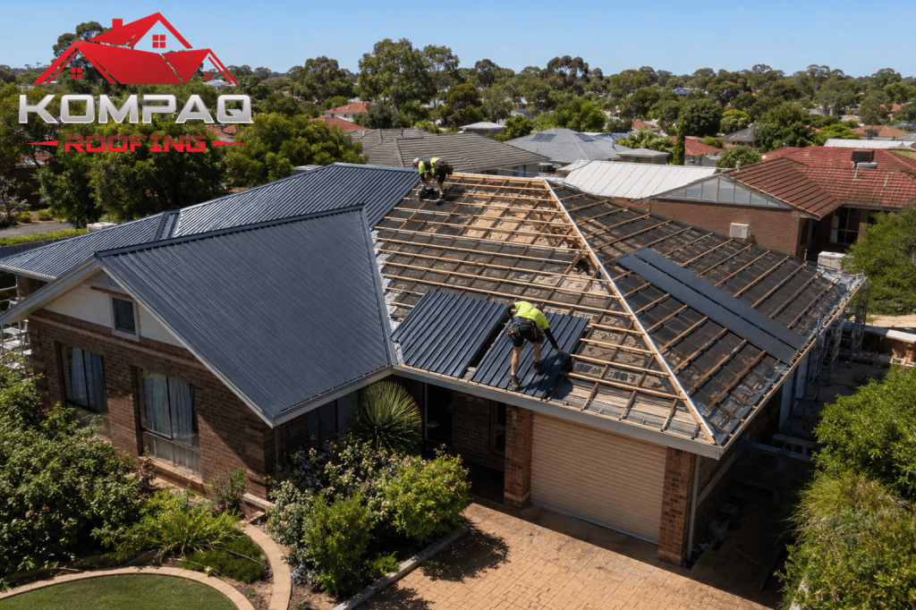 Colorbond-roof-replacement-in-progress - Kompaq Roofing