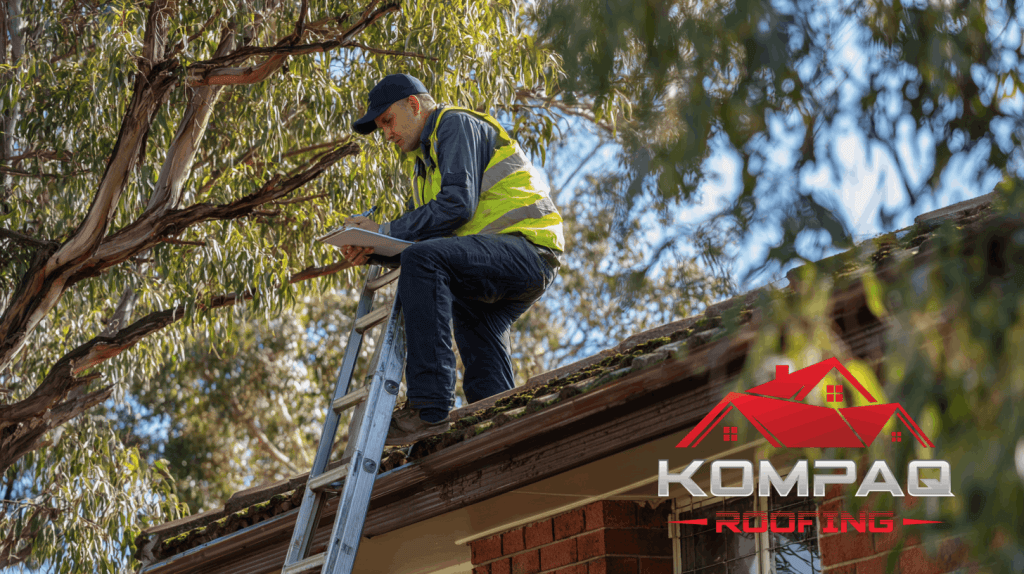 Licensed roofing contractor inspecting a tile roof on an Adelaide home